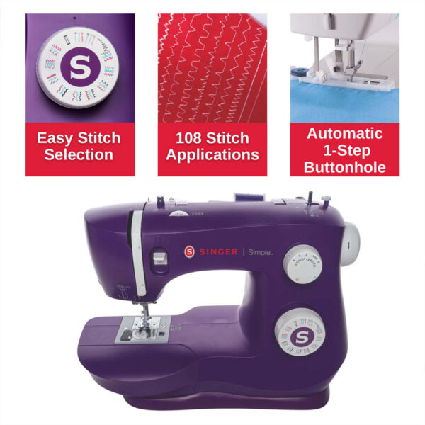10004 SINGER® Refurbished Simple™ 3337 Purple Sewing Machine